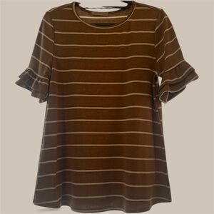 Ces Femme | Stripe Ruffle Sleeve Tee